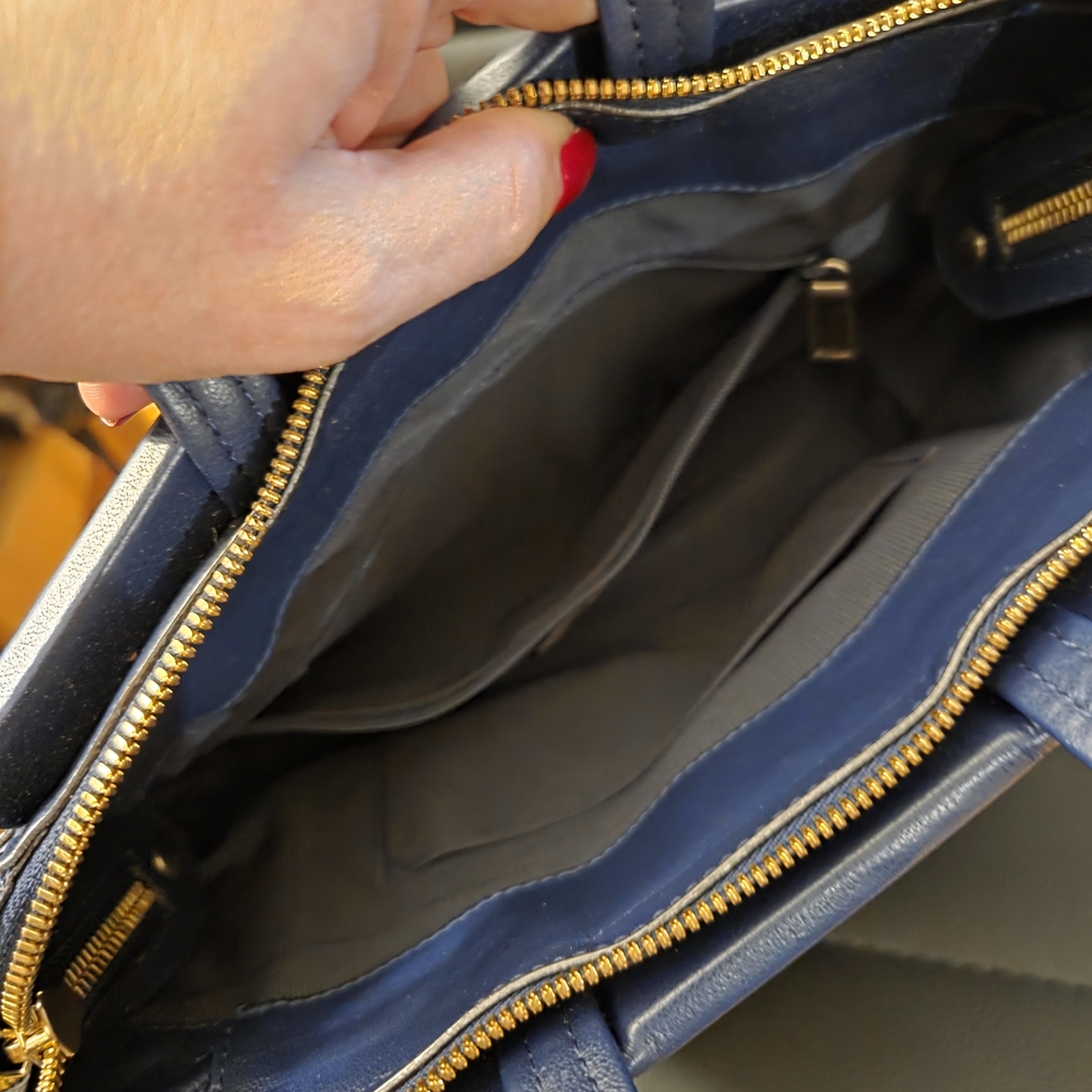 Authentic Furla Navy Blue Leather Small Talia - Picture 8 of 12
